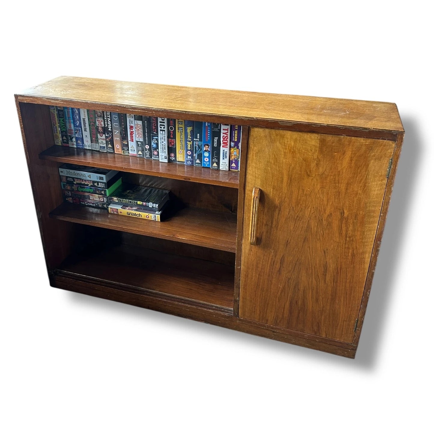 Antique 1940s Oak Bookcase Sideboard Cabinet