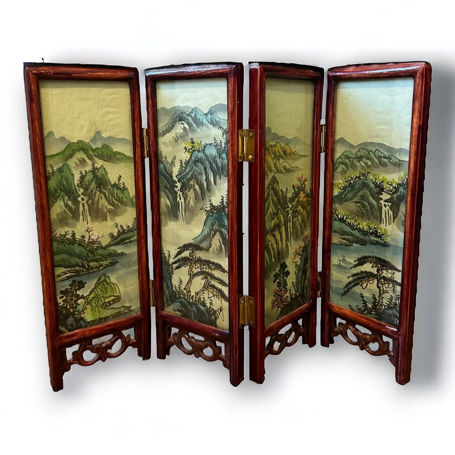 Vintage 1950s Chinese landscape mini screen divider