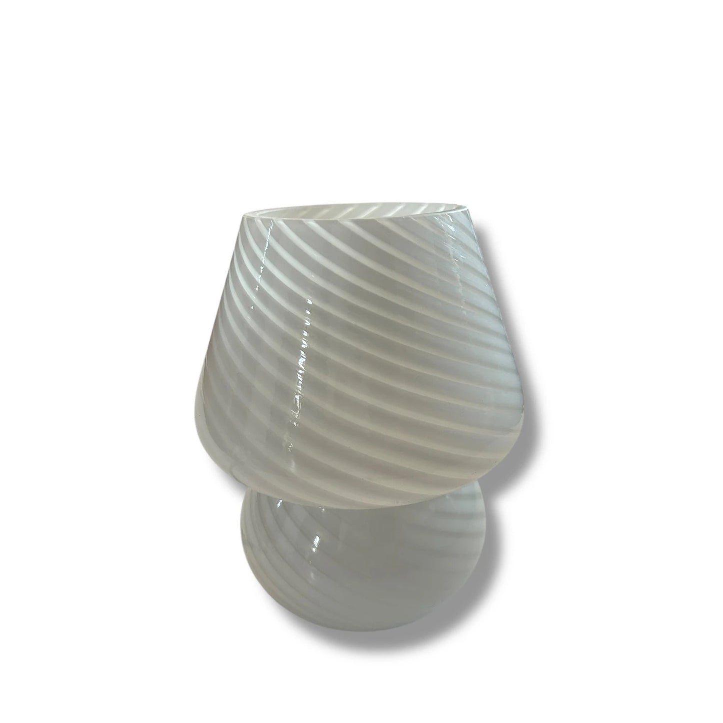 Mid Century Modern Murano Swirl White Mushroom Glass Table Lamp