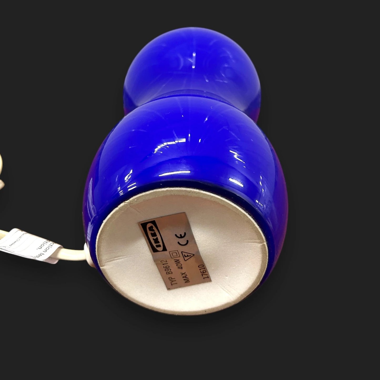 Vintage 90s Ikea Cobalt Blue Glass Table Lamp