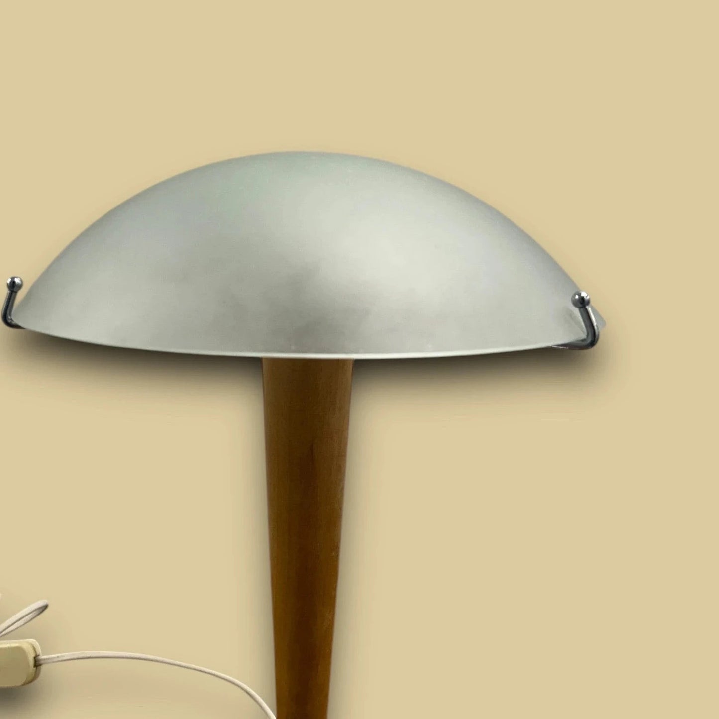 Vintage 90s Ikea Kvintol Teak and Chrome Table Lamp Space Age