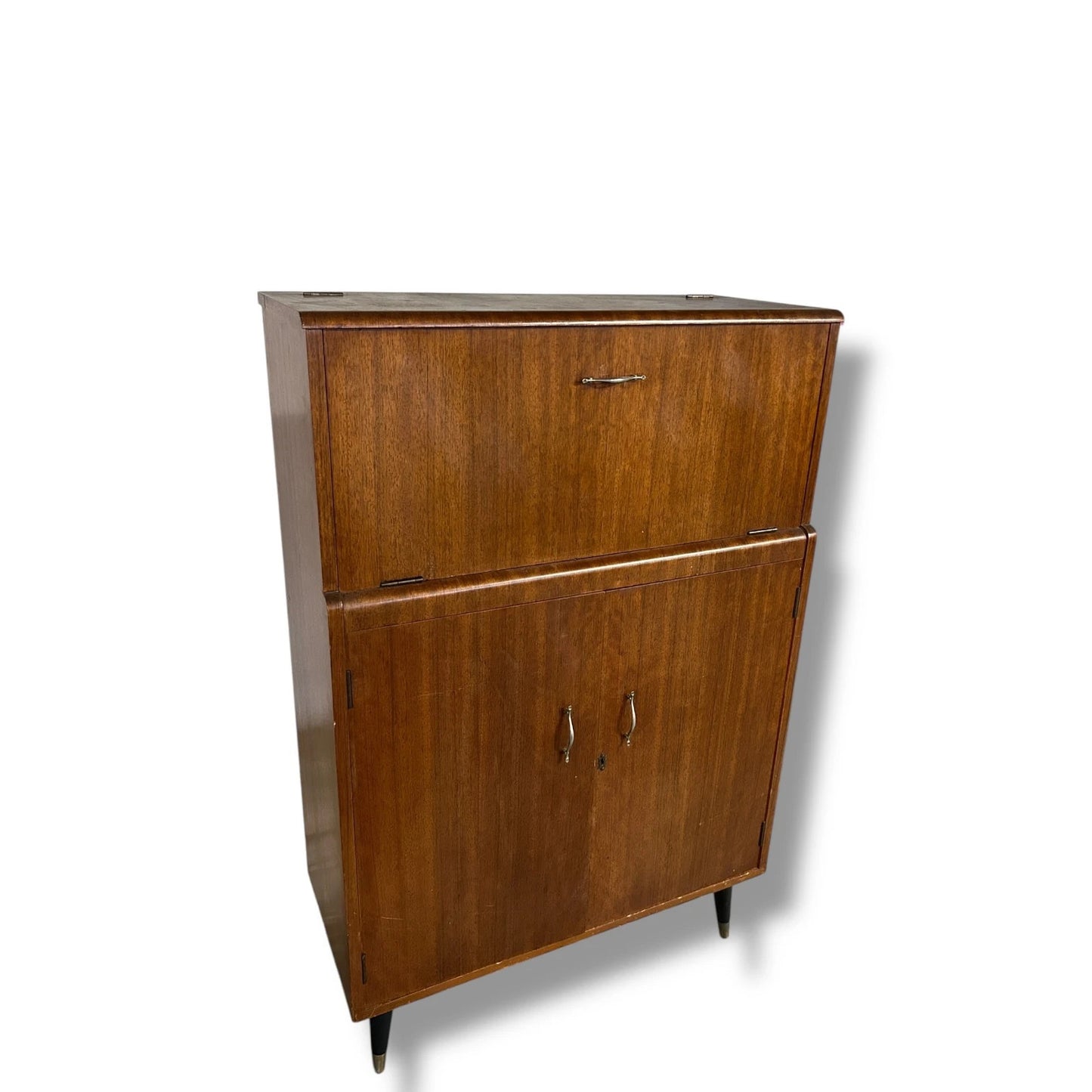 Mid Century Modern Walnut Drinks Cocktail Cabinet