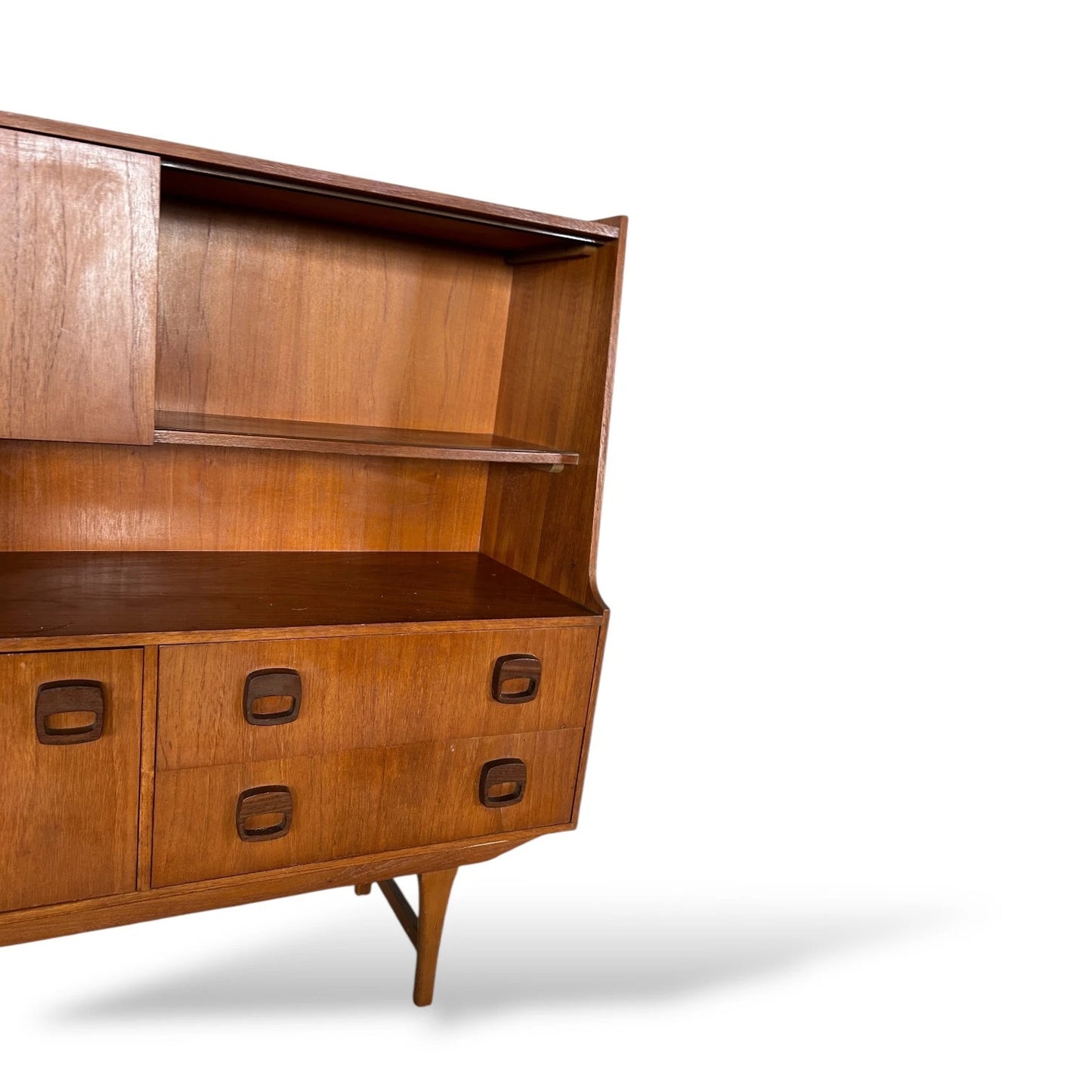 Mid Century Danish Highboard Cocktail Cabinet – Teak Sideboard Drinks Cabinet with Storage