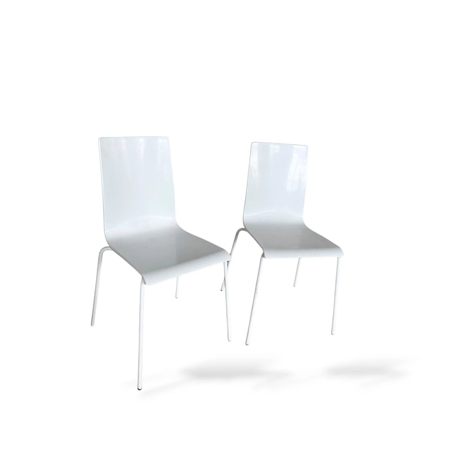 Pair of Italian White Plastic Dining Chairs | Minimal Modern Design