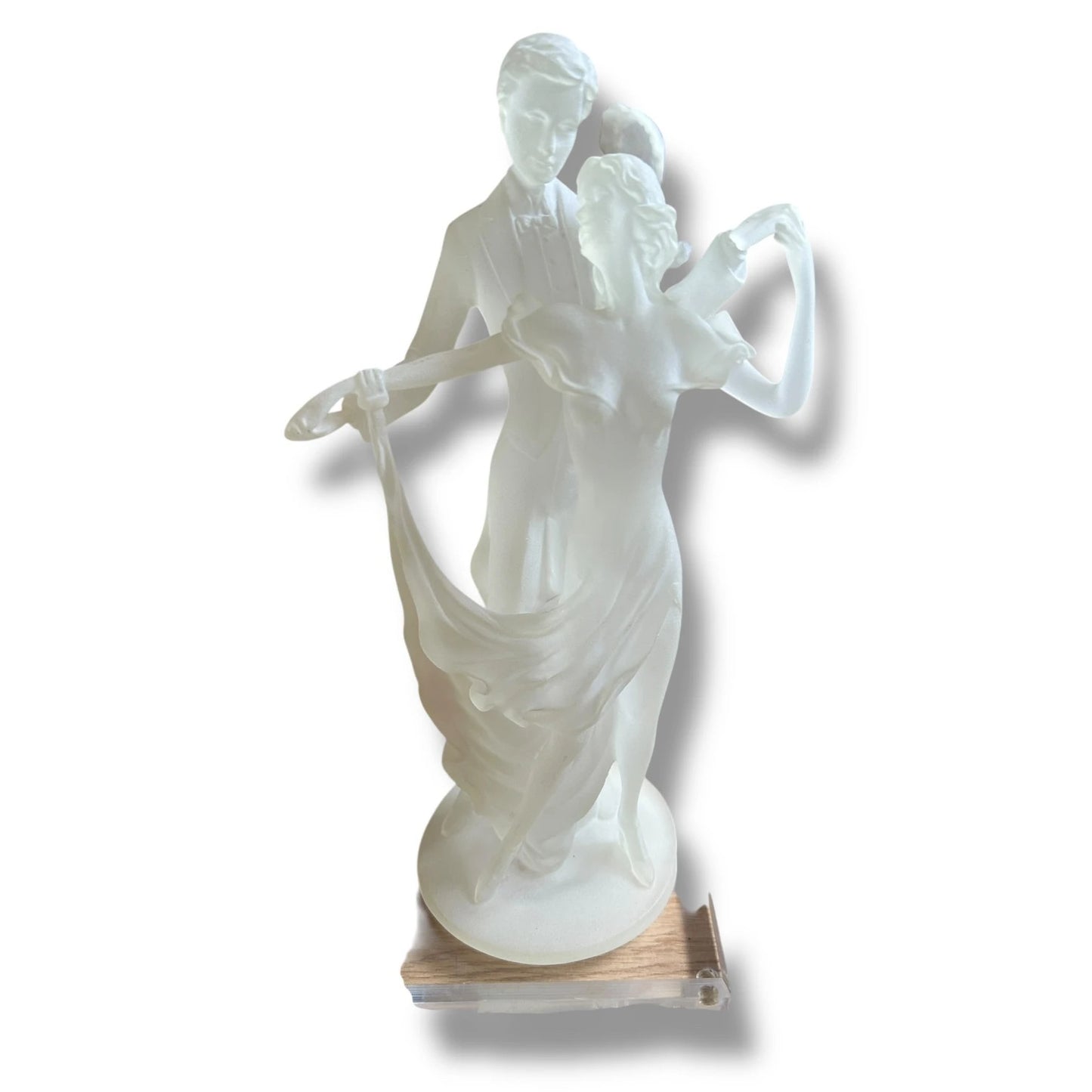 Vintage 1990s Lucite Art Deco Style Dancing Couple Sculpture Signed by Crosa