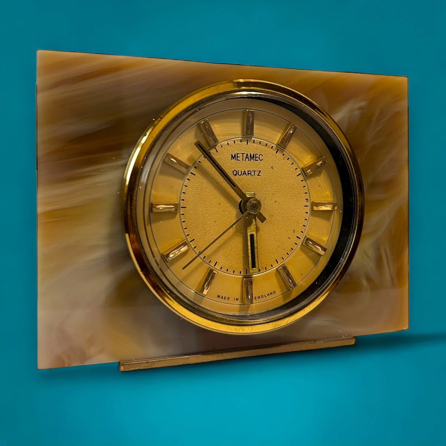 Mid Century Metamec Onyx Table Clock