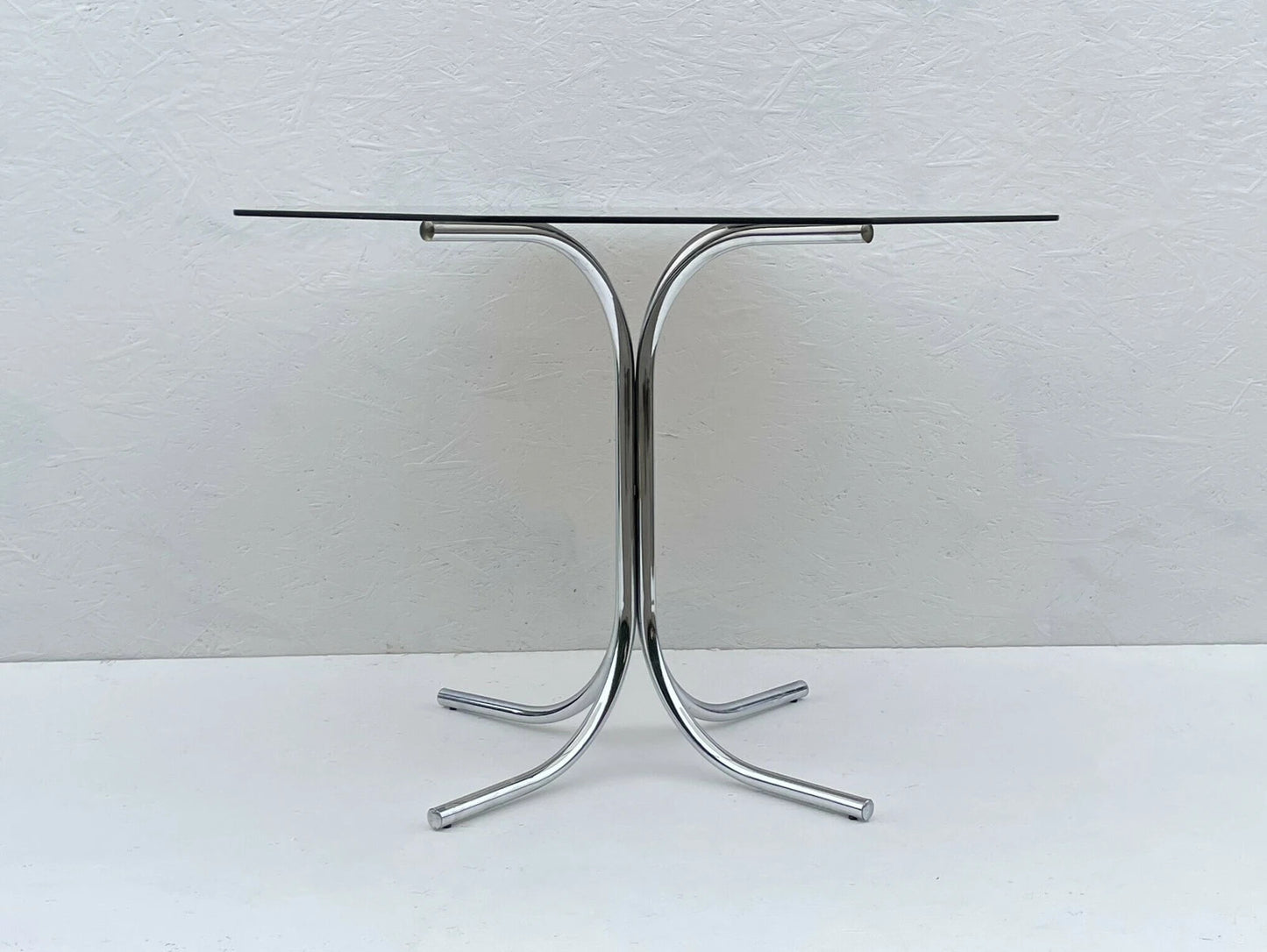 Mid Century Modern Hexagonal Dining Table | Smoked Glass & Chrome Base