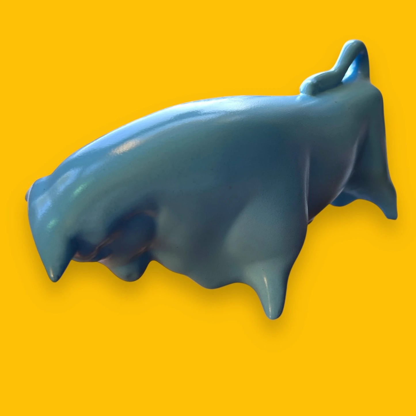 Mid Century Pale Blue Bull Sculpture