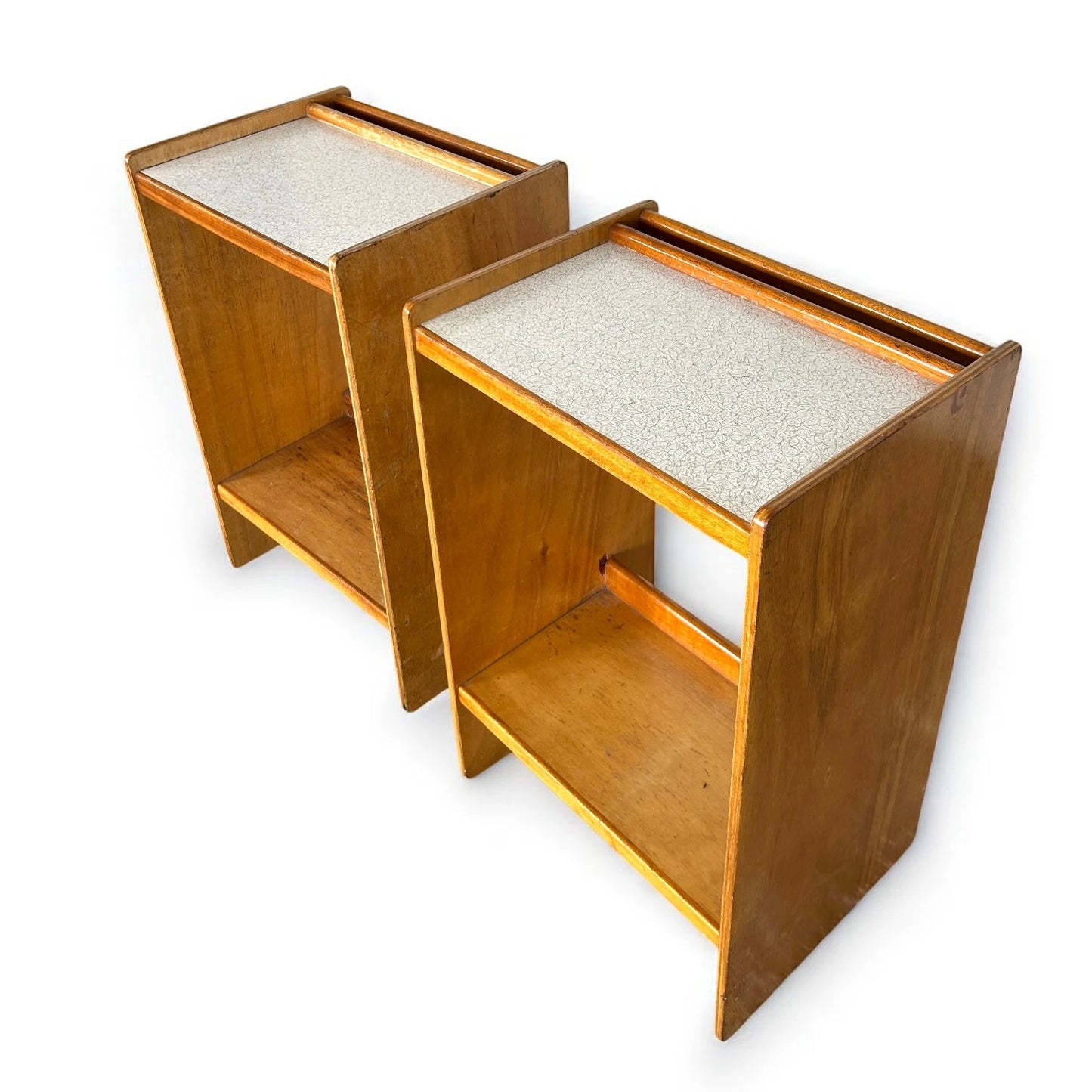 Mid Century Modern Remploy Military Teak and Formica Bedside Tables