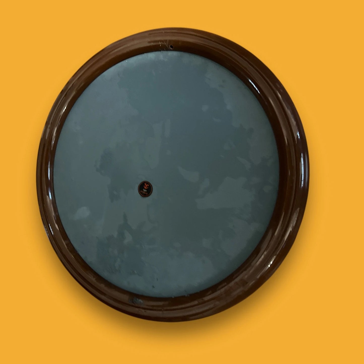 Mid Century Chocolate Brown Round Mirror