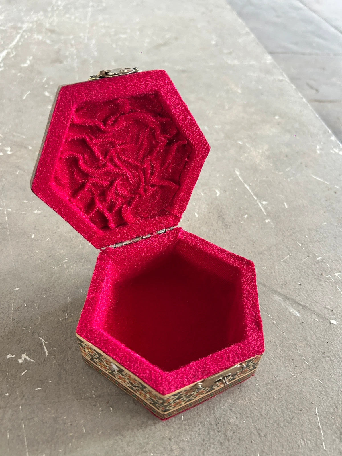 Vintage 1980s Persian Khatam Mosaic Art Carved Marquetry Jewellery Box