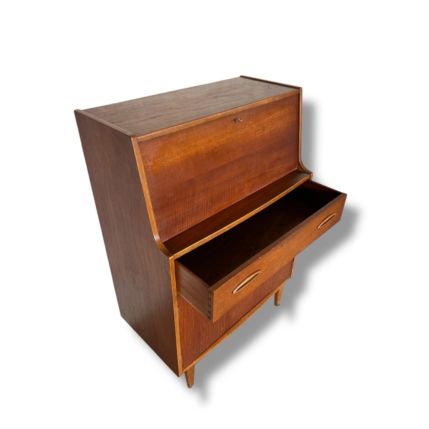 Mid Century Modern Jentique Teak Writing Desk Bureau Cabinet