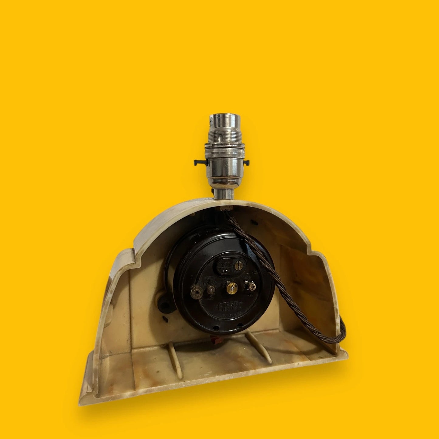 Vintage 1960s Onyx Clock Table Lamp