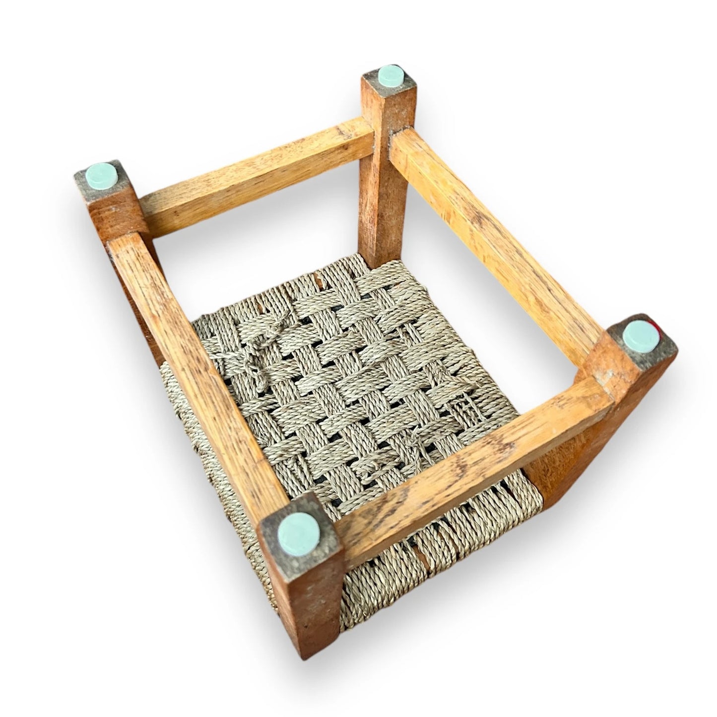 Mid century woven footstool