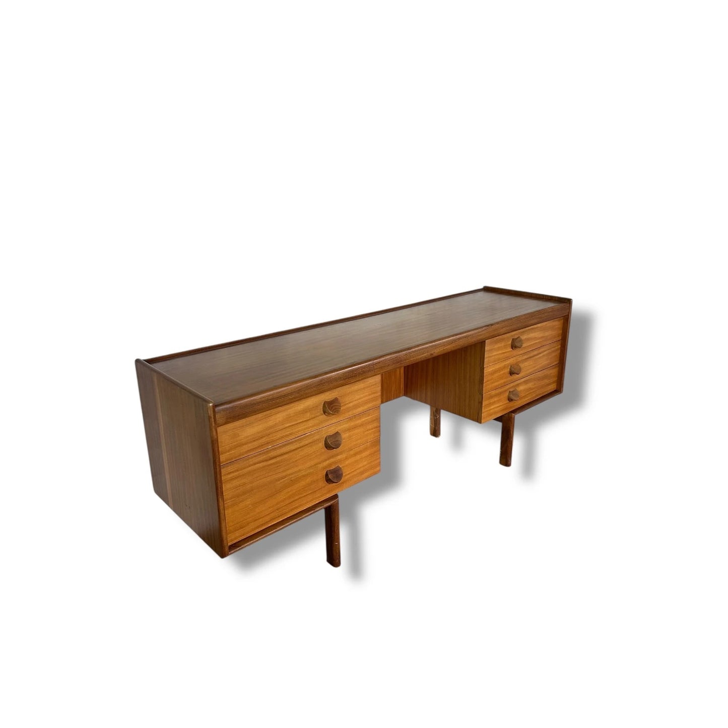 Mid Century Modern White & Newton Teak Desk Sideboard | Vintage 1960s Compact Writing Bureau