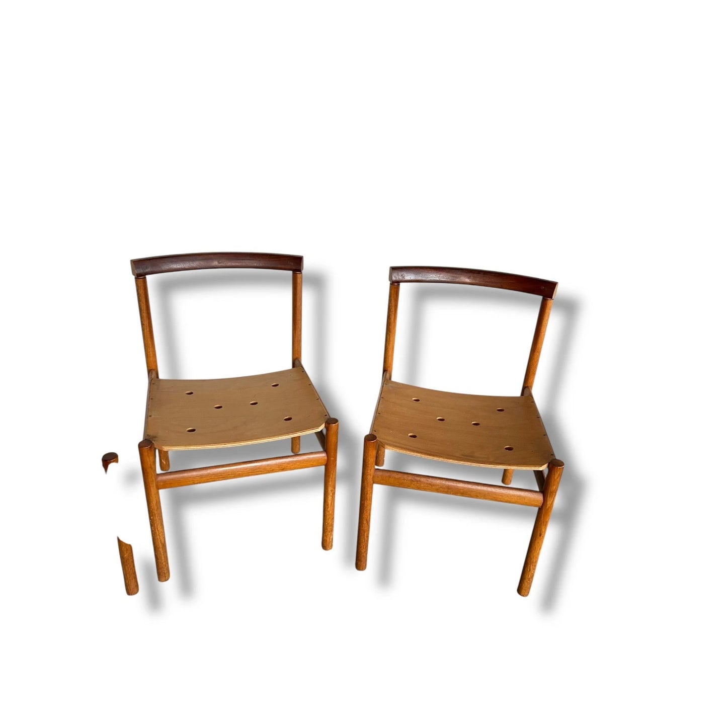 Set of 4 Mid Century Modern Elliott of Newbury Teak Brutalist Dining Chairs