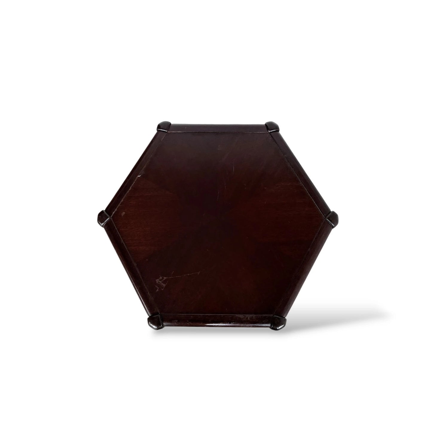 Mid-Century Danish Hexagonal Side Table – Dark Wood