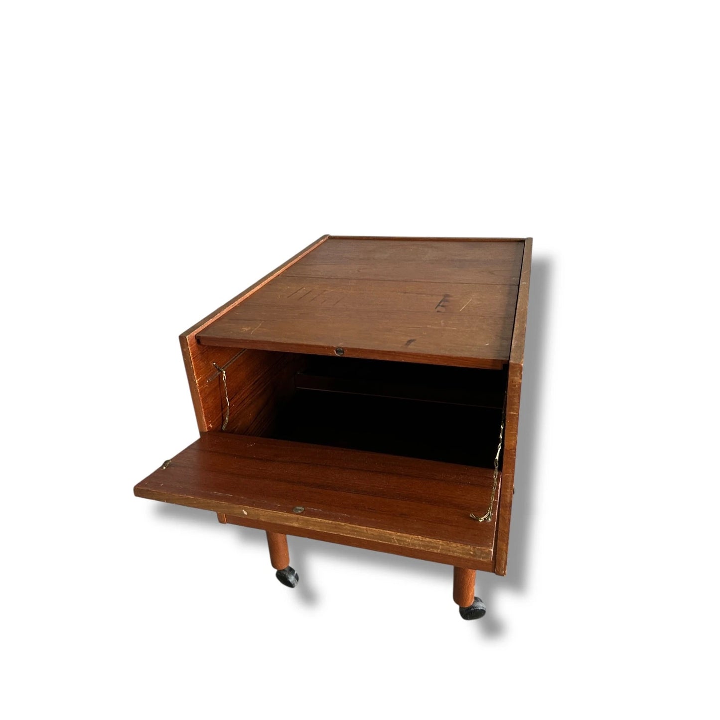 Danish Mid Century Drinks Cabinet on Wheels | Vintage Bar Cart Side Cabinet