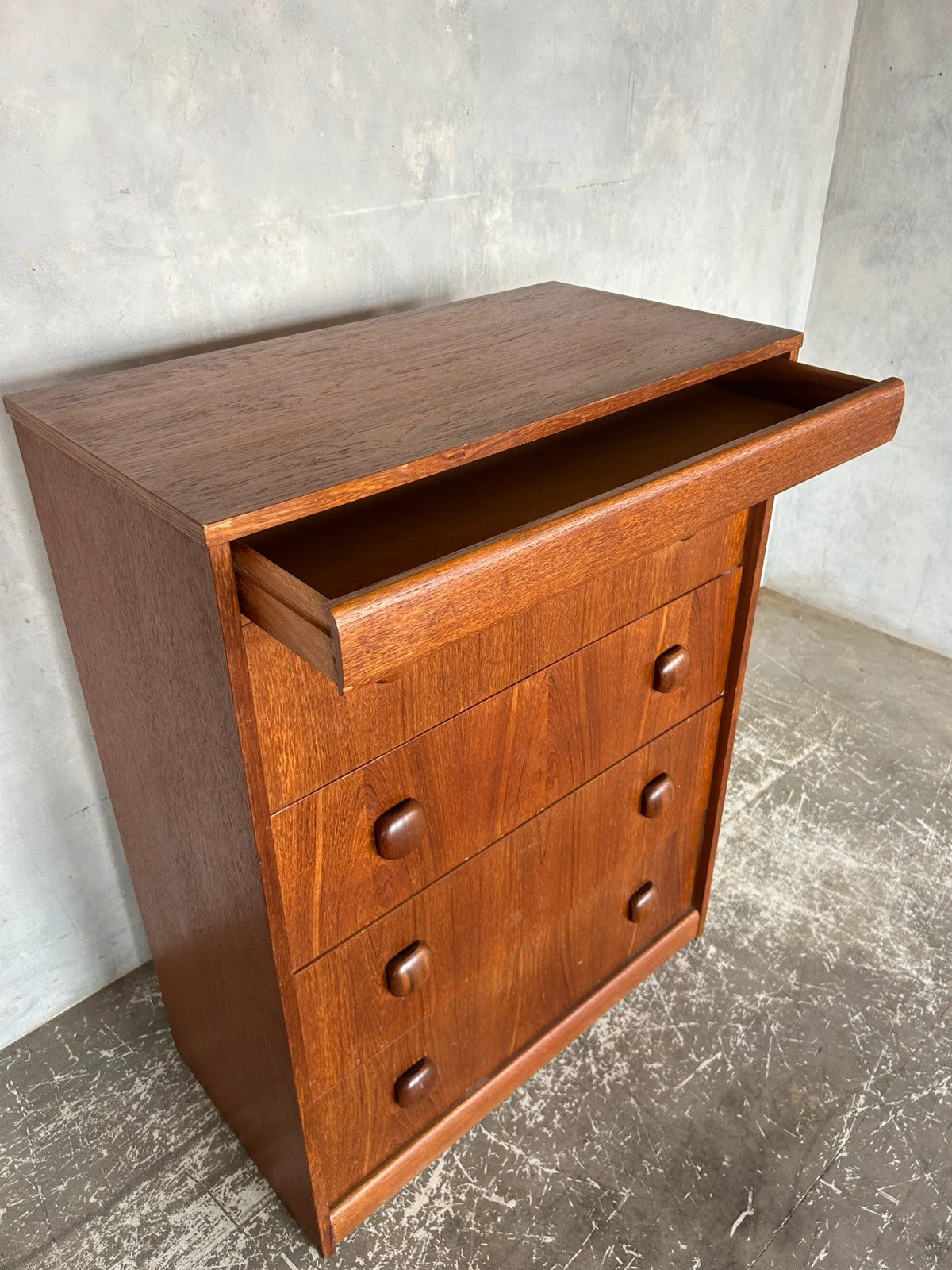 Mid Century Modern Elliot’s of Newbury Walnut Tallboy Chest of Drawers