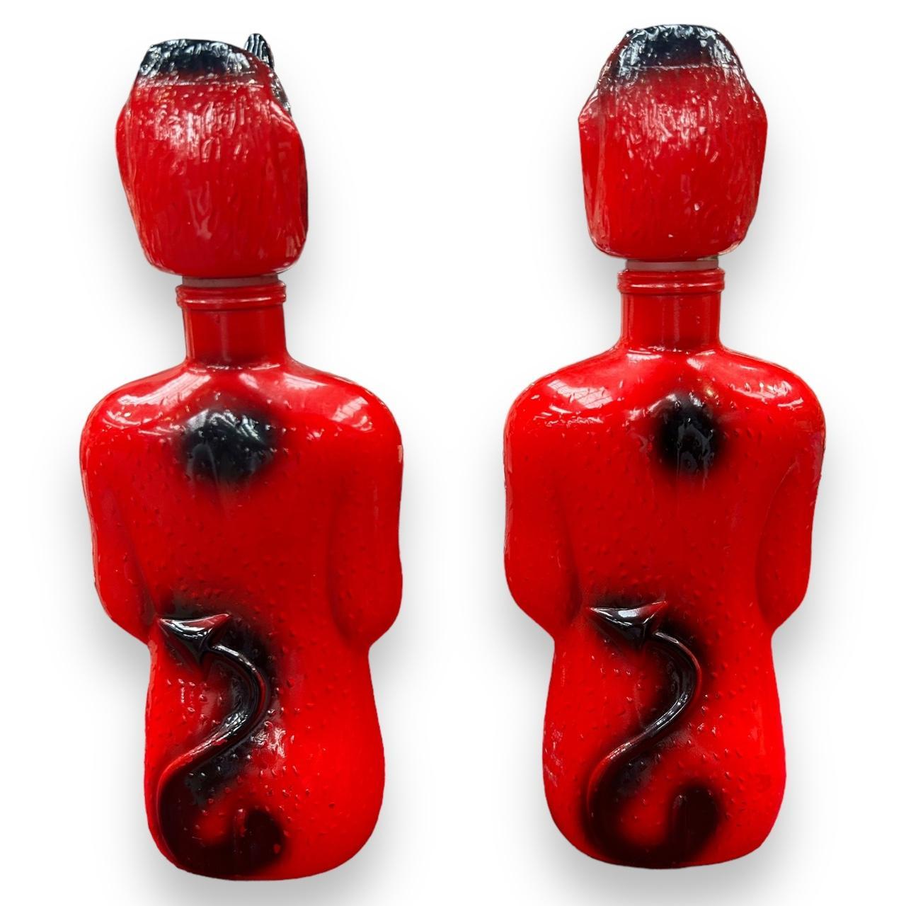 Vintage Lucifer Satan Glass Decanter Bottles