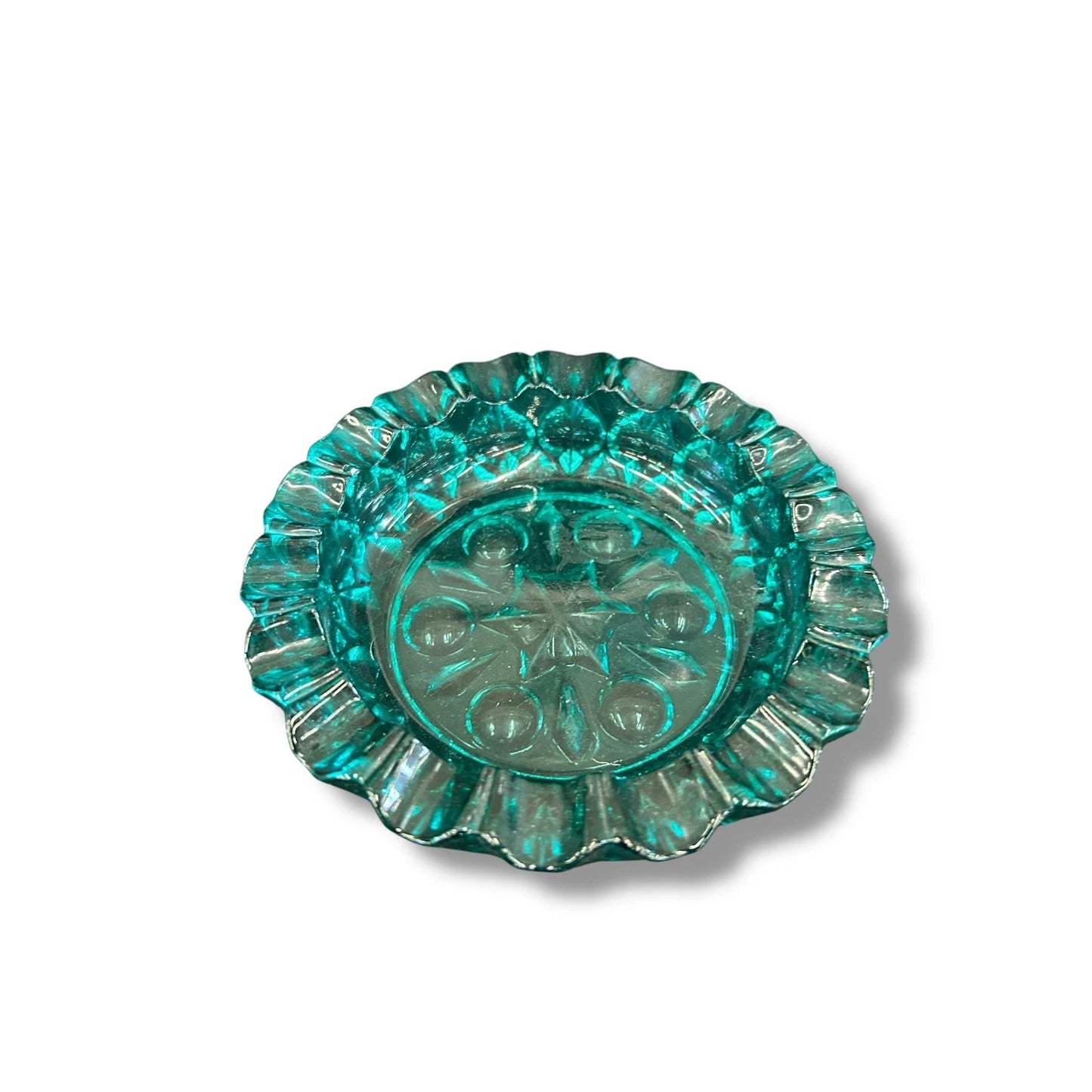 Mid Century Modern Green Glass Ashtray