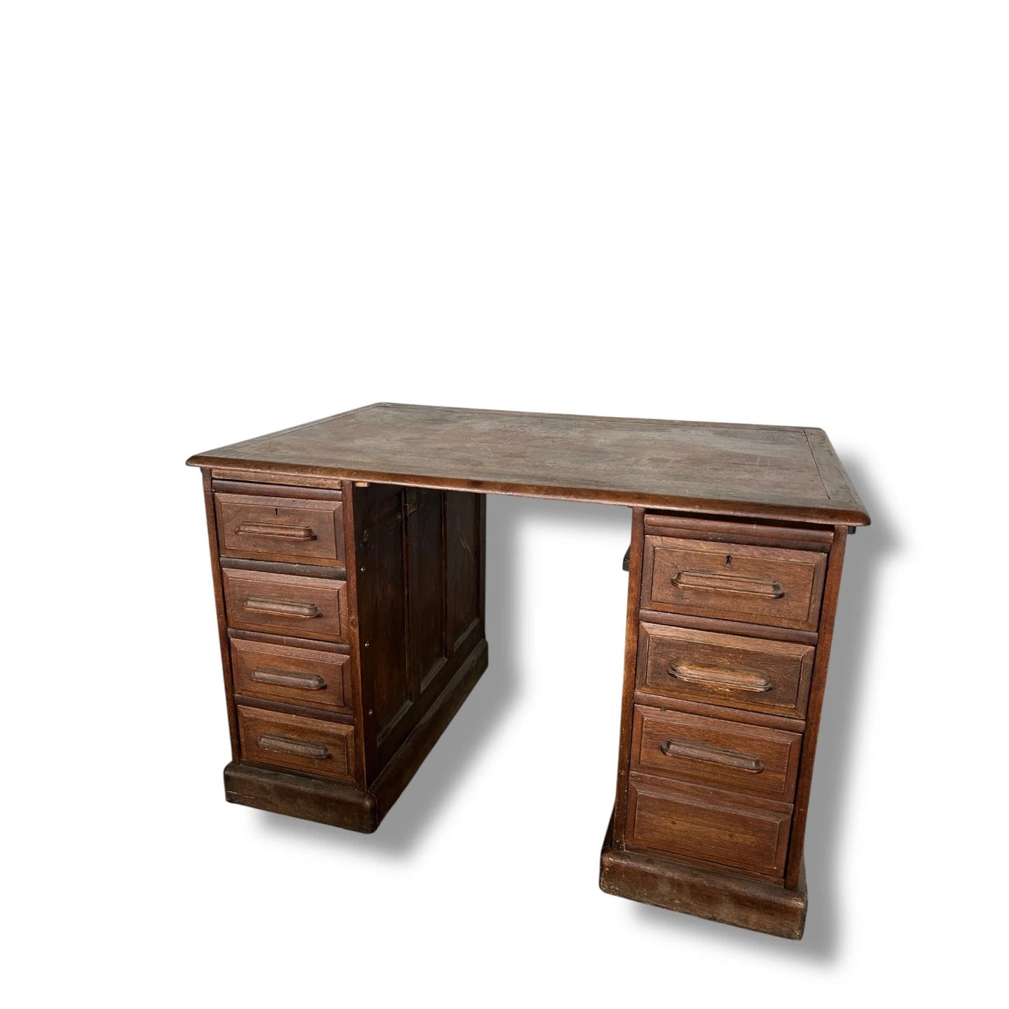 1930s Oak Double Pedestal Banker’s Desk – Vintage Solid Wood Writing Desk