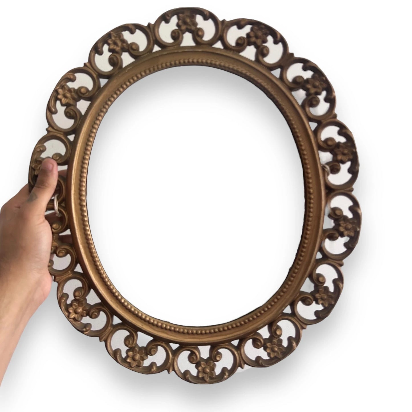 Vintage 1980s Gilt Oval Mirror