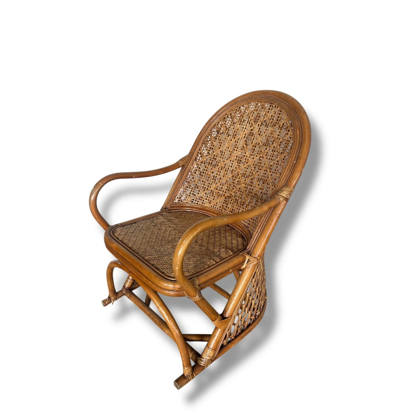 Mid Century Modern Bamboo and Rattan Farmhouse Lounge Armchair