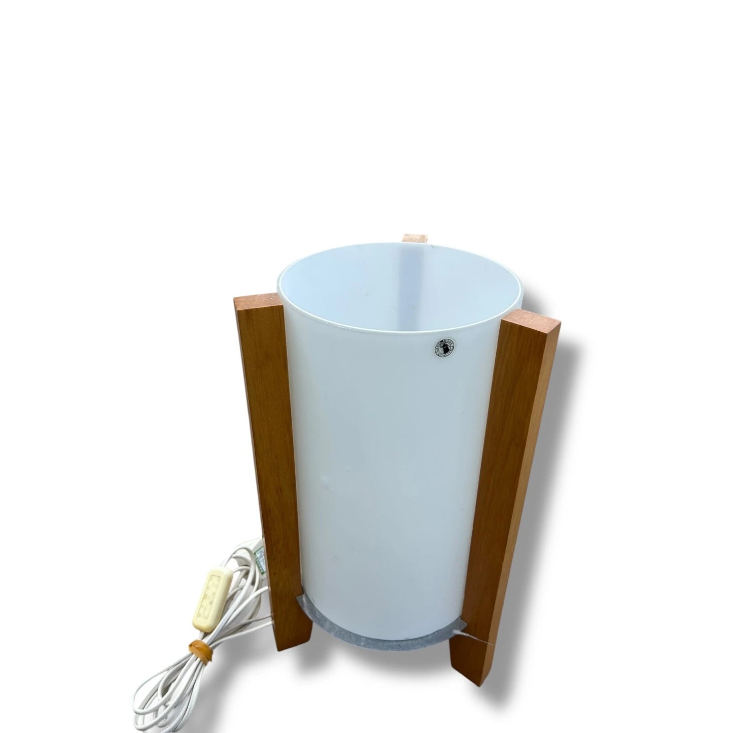 Vintage 90s Ikea Glass and Wood Rocket Style Table Lamp