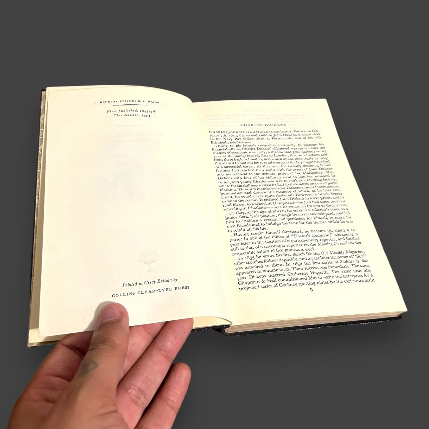 Vintage 1950s Charles Dickens Christmas Stories Leatherback Book