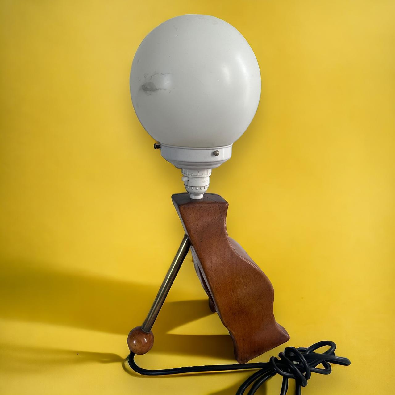 Mid Century Teak Wood Abstract Lamp