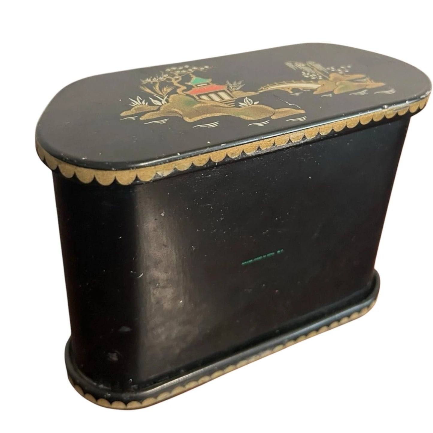 Vintage 1950s Chinese black lacquered jewellery box