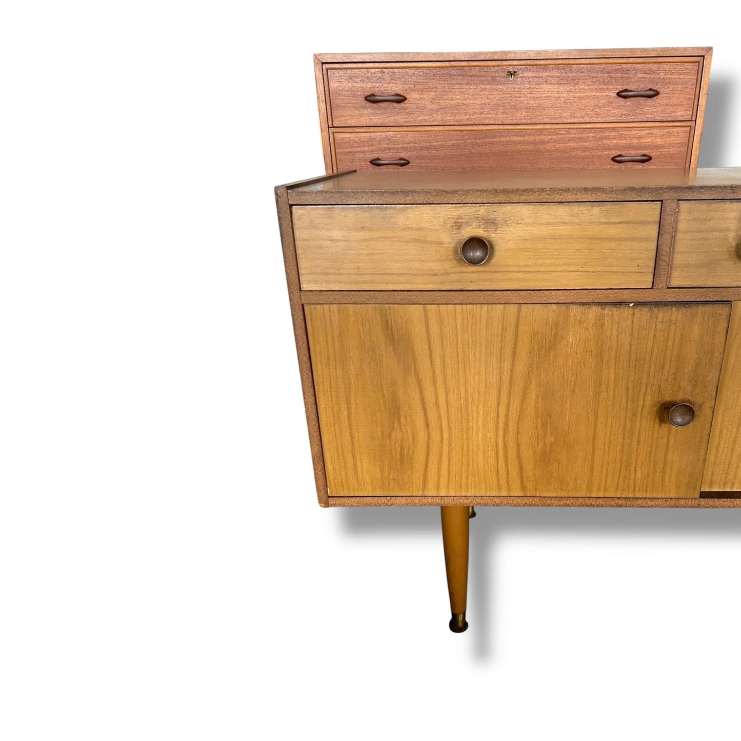 Mid Century Sideboard | Vintage Teak Credenza with Drawers & Cupboards