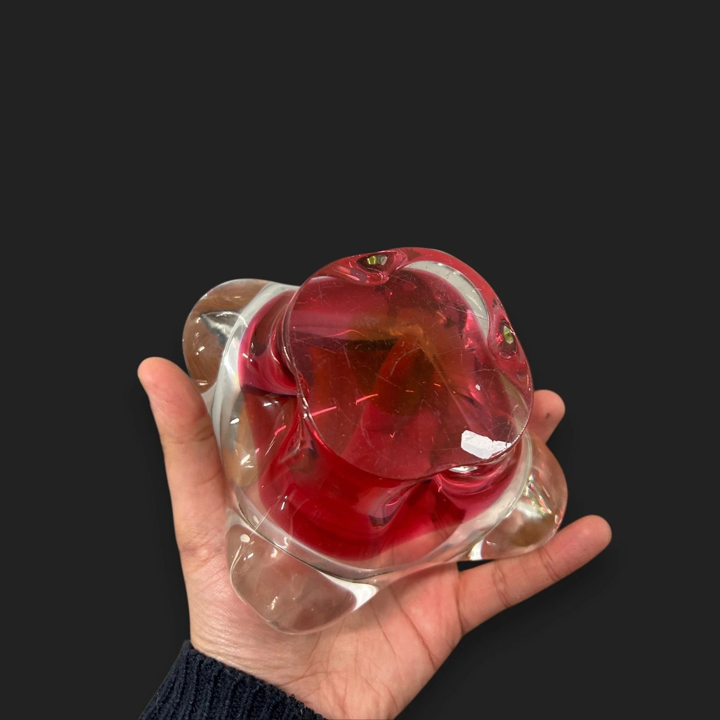 Mid Century Czech pink glass bowl