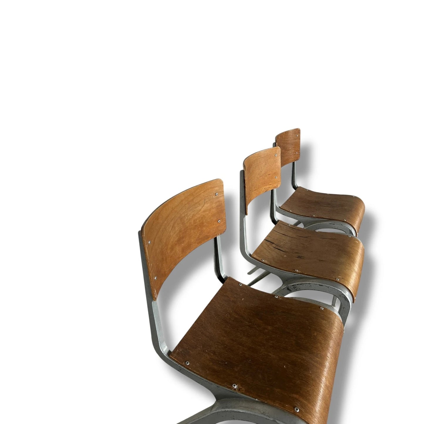 Set of 3 Vintage James Leonard Small Chairs Stacking Chairs for Esavian