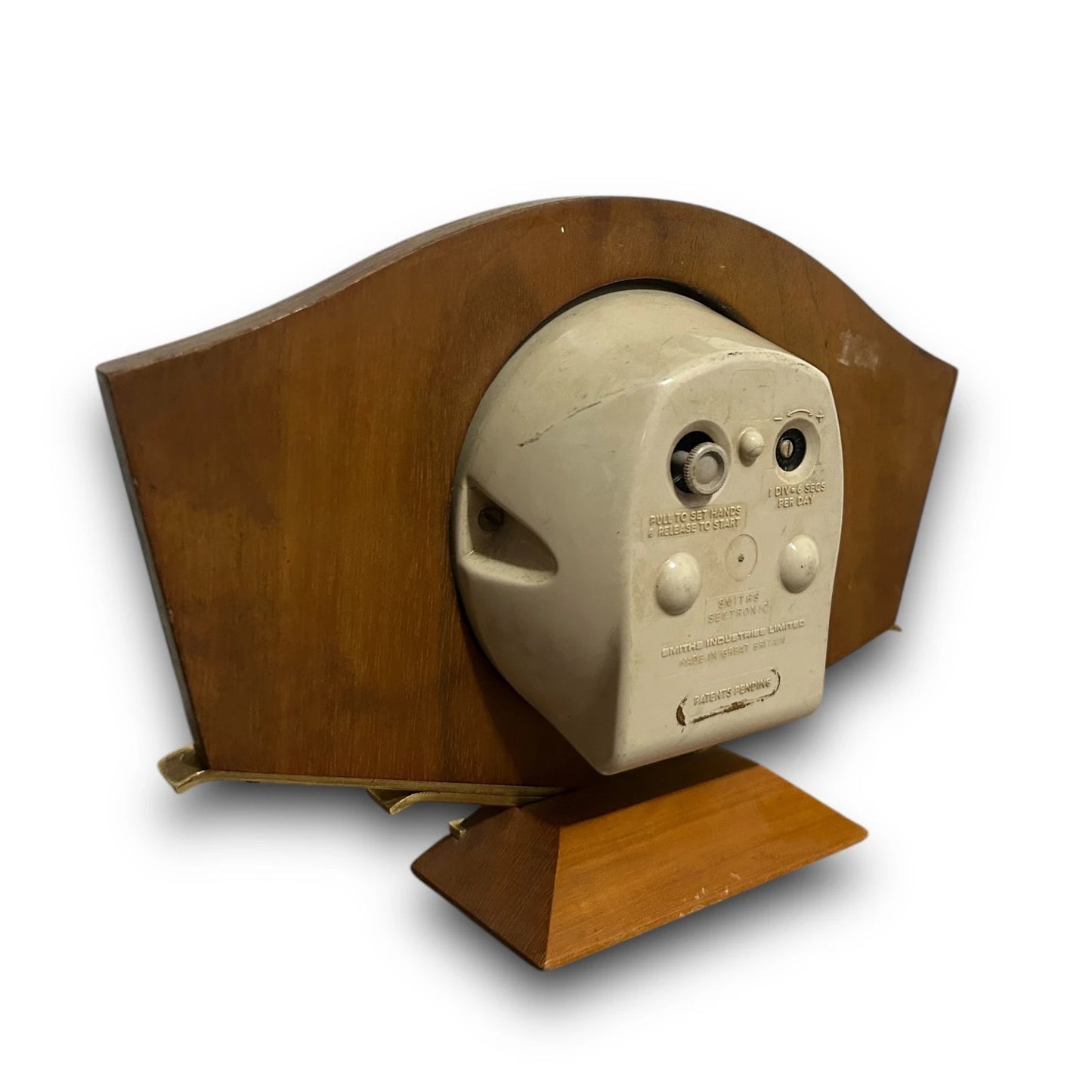 Mid Century Teak and Brass Smiths Table Clock