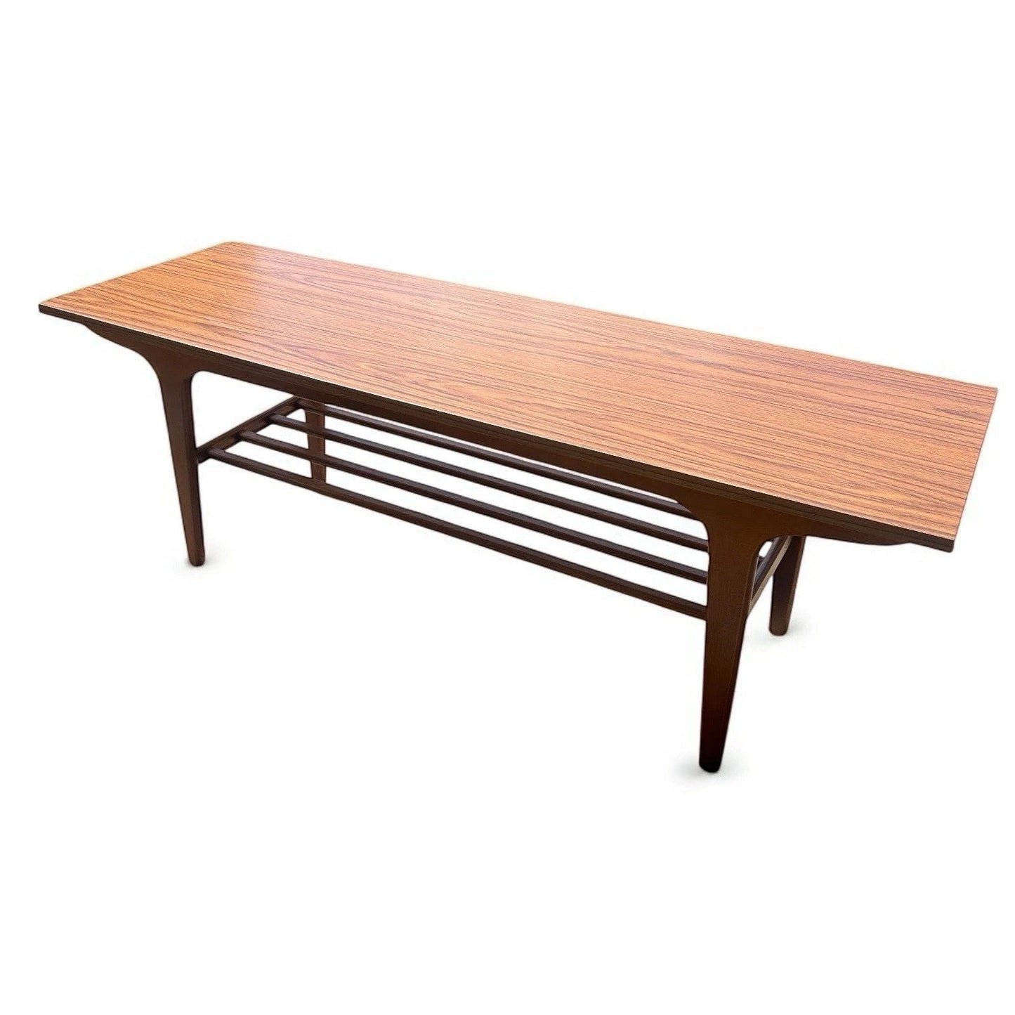 Mid Century Modern Formica and Teak Surfboard Coffee Table