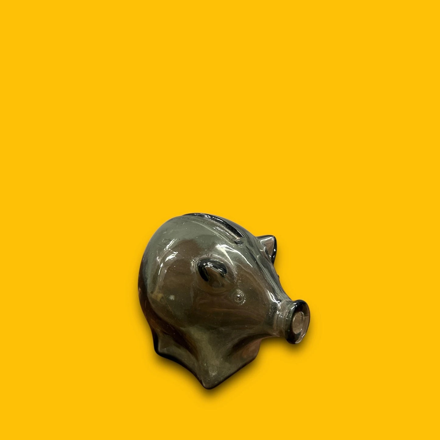 Mid Century Smoked Glass Piggy Bank