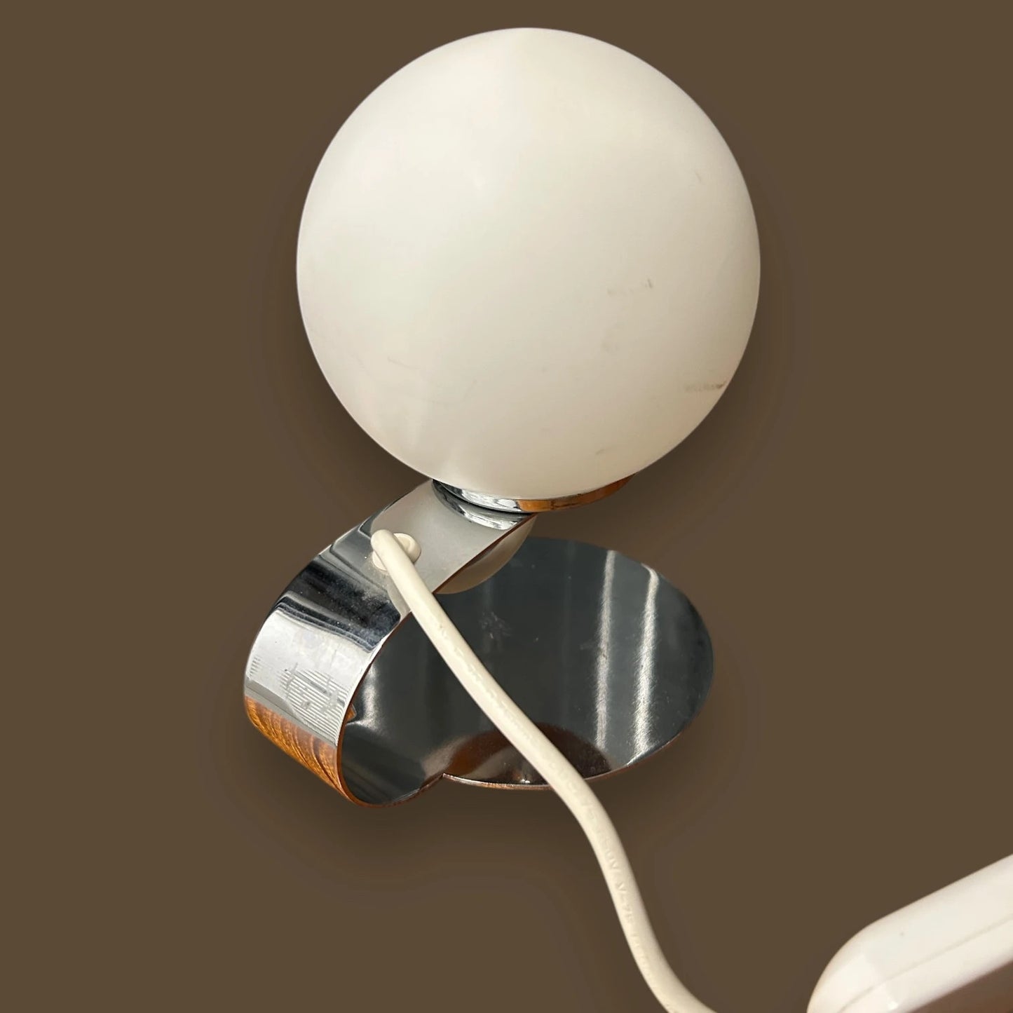 Mid century chrome and globe table lamp
