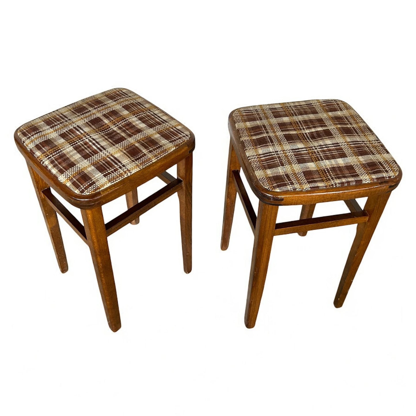 Mid century modern Czechoslovakia Pair of Short Kitchen Stools