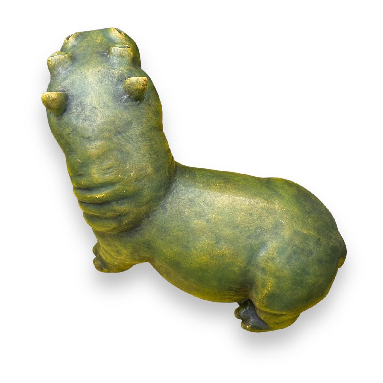 Vintage 1980s Green Hippo Statue
