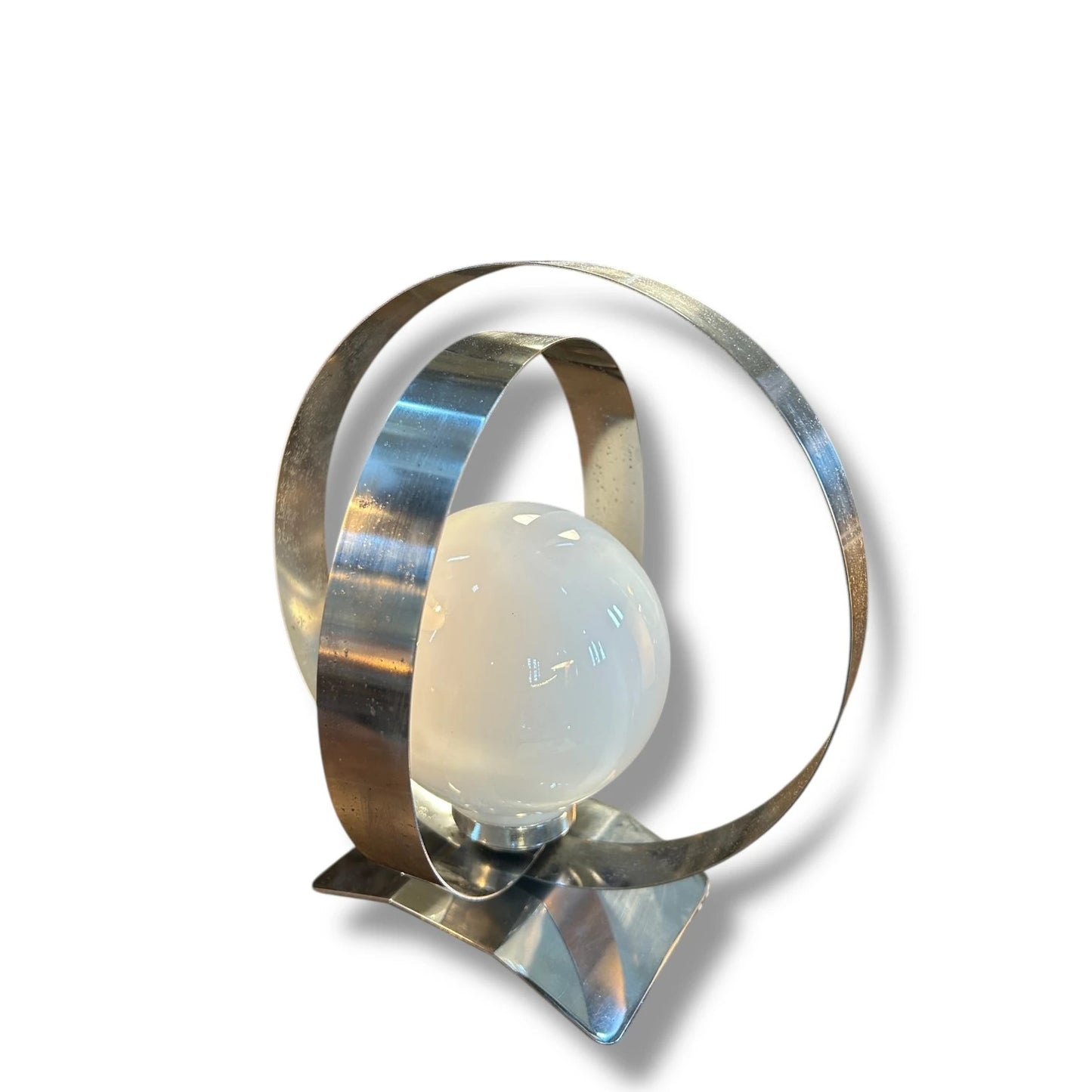 Mid Century Modern Space Age Chrome and Opaline Glass Table Lamp