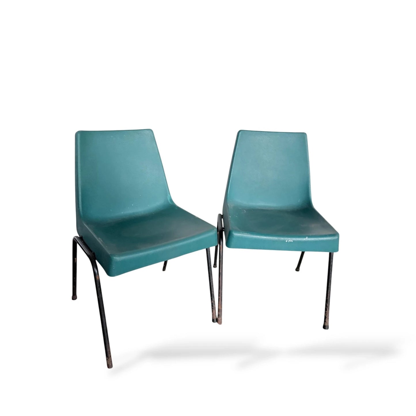 Pair of Morris of Glasgow Turquoise Plastic Chairs | Mid-Century Industrial Design