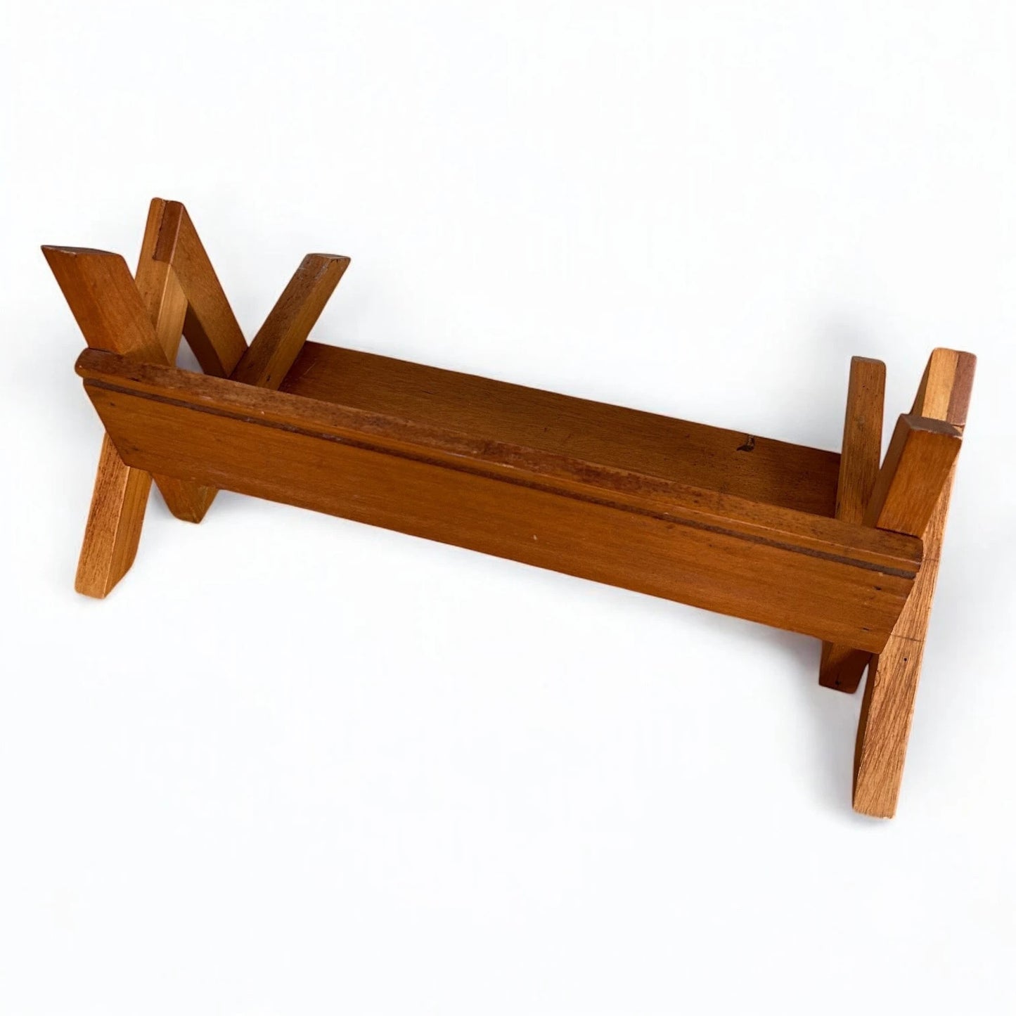 Mid Century Teak Wood Bookshelf Trough