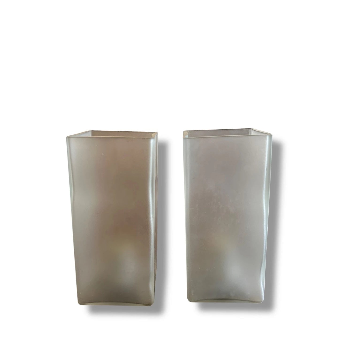 Vintage Pair of Ice Cube Ikea Grono Frosted Glass Table Lamps