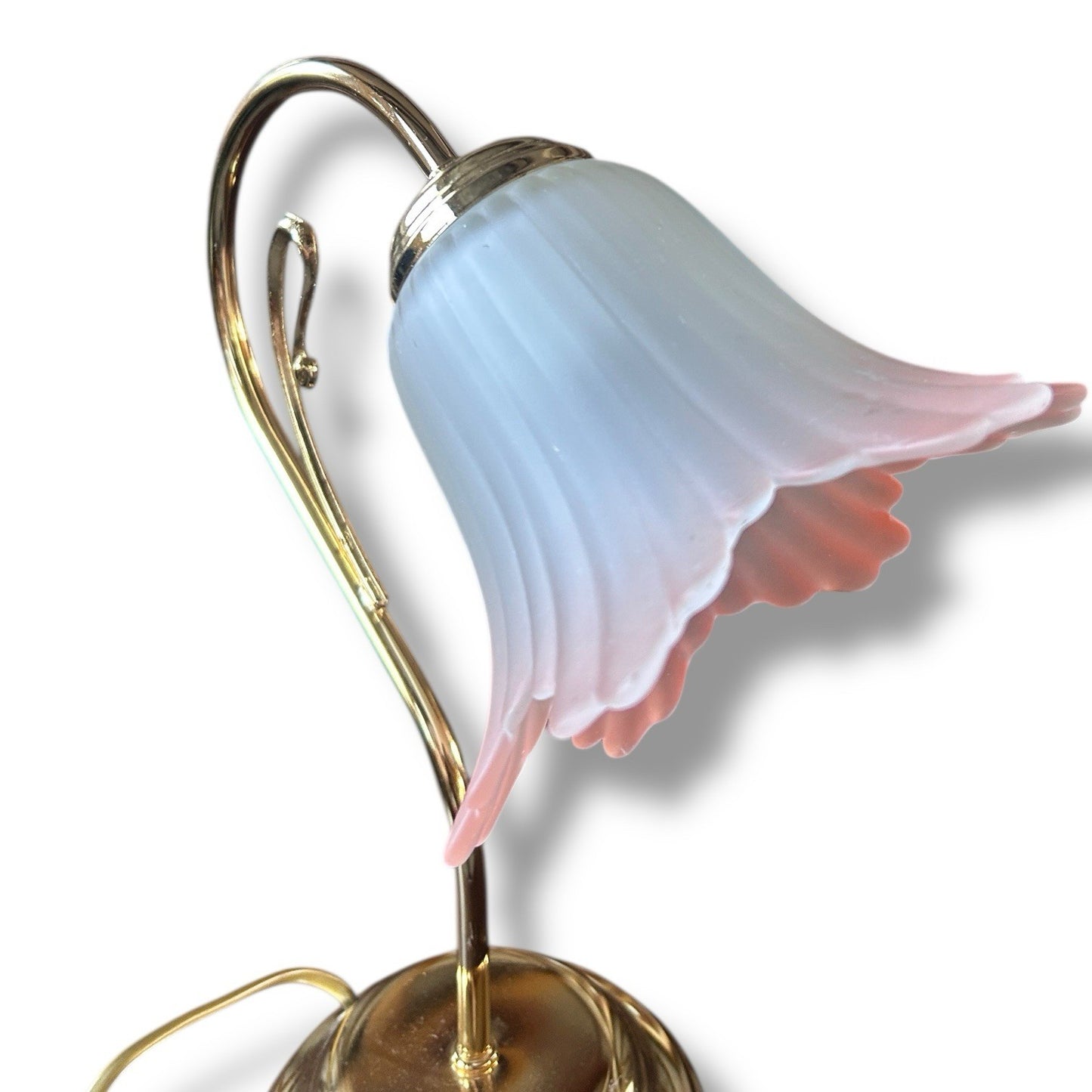 Mid Century Brass Tulip Gooseneck Table Lamp