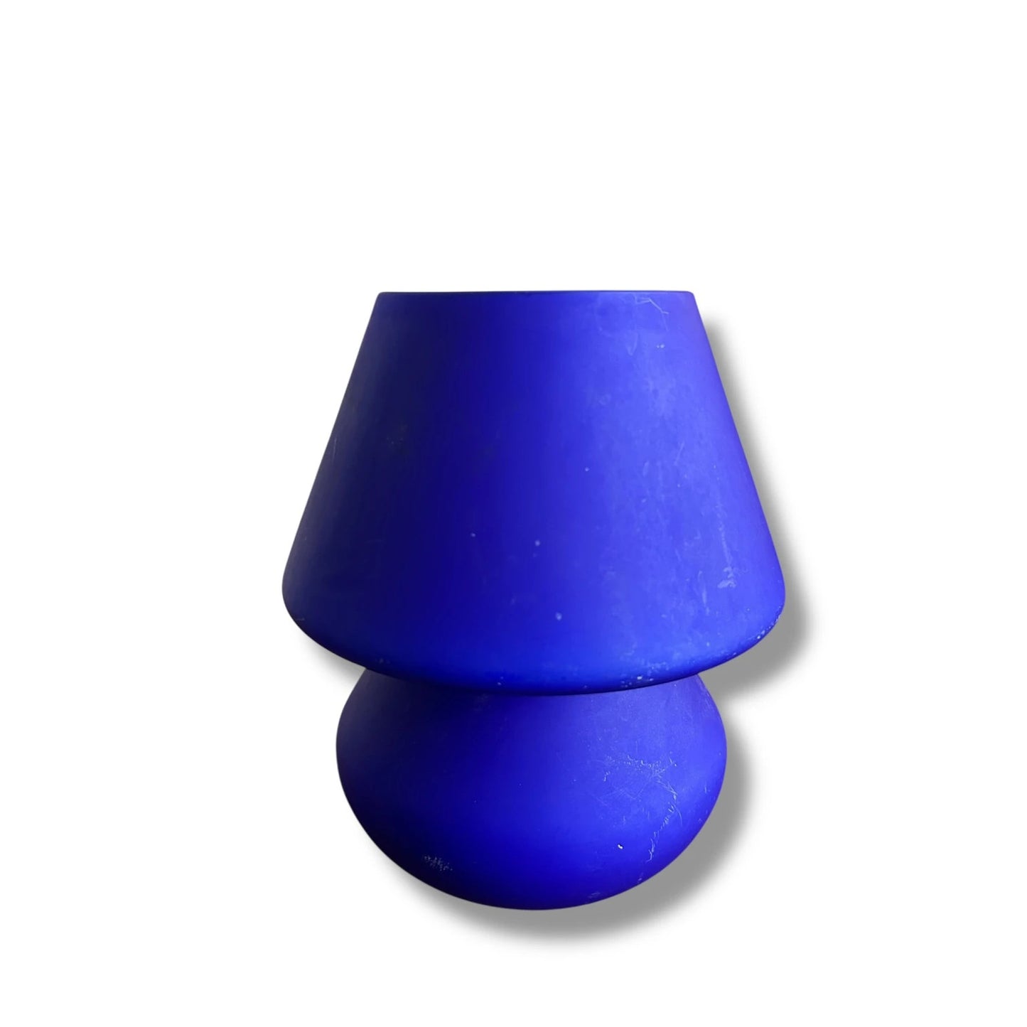 Vintage 90s cobalt blue mushroom habitat glass lamp