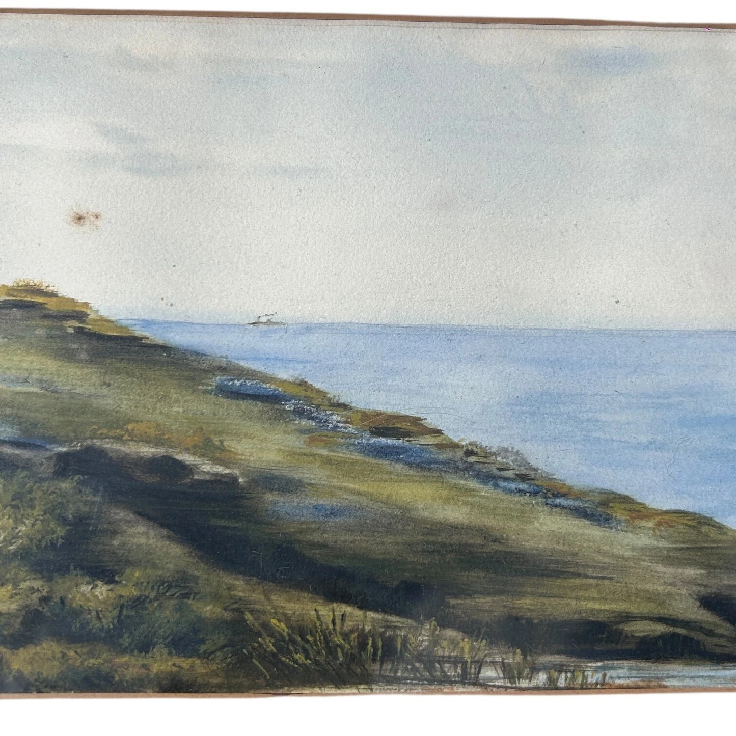 Mid Century Coastal Landscape Watercolour Painting