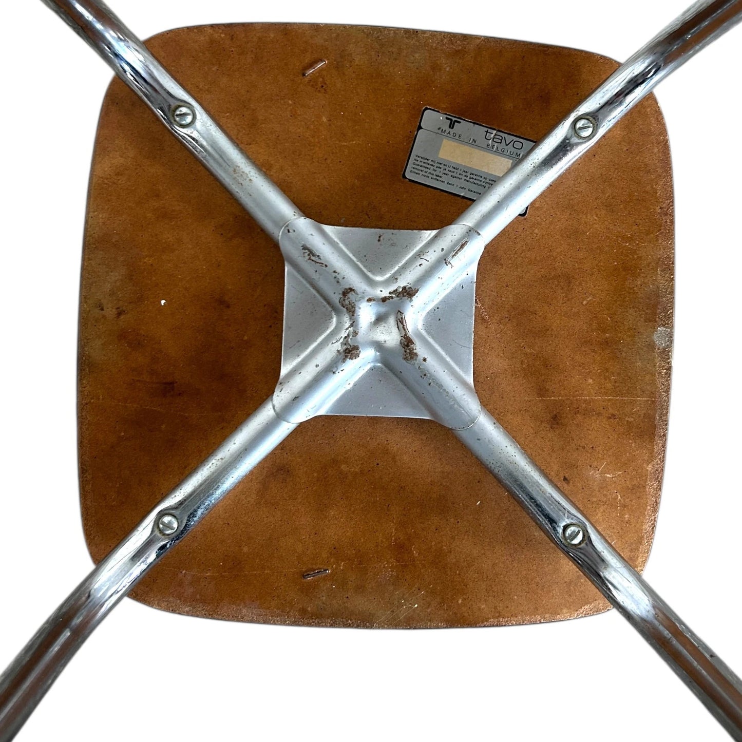 Mid Century Modern Belgian Formica and Chrome Pair of Table Stools