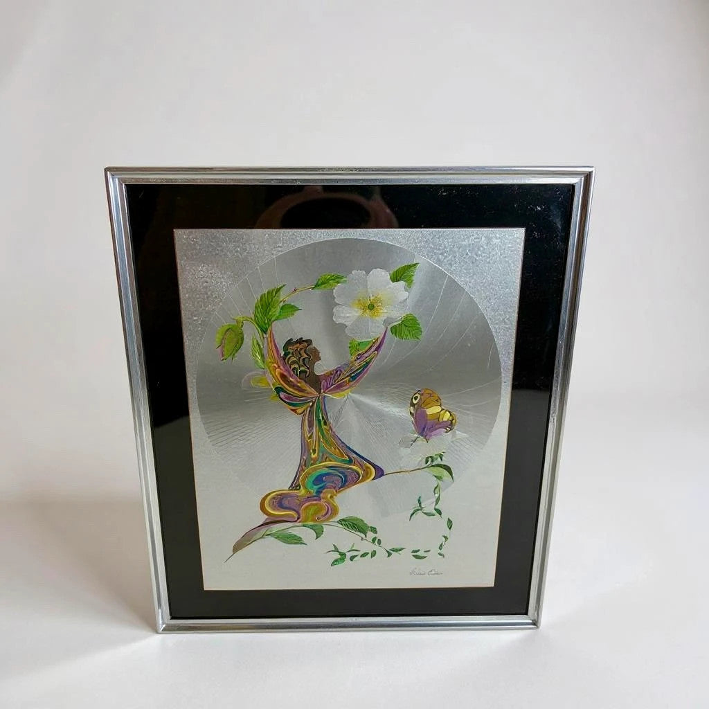 Mid Century Modern Michelle Emblem Poppy Fairy Foil Art Painting